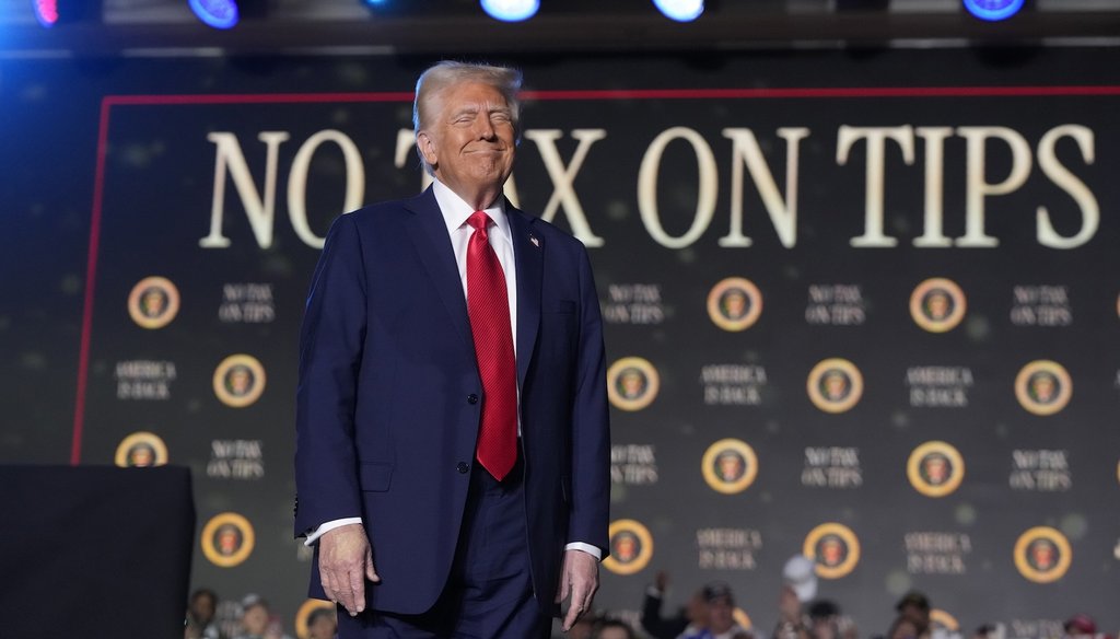 President Donald Trump arrives to speak about the economy during an event at the Circa Resort and Casino in Las Vegas, Jan. 25, 2025. (AP)